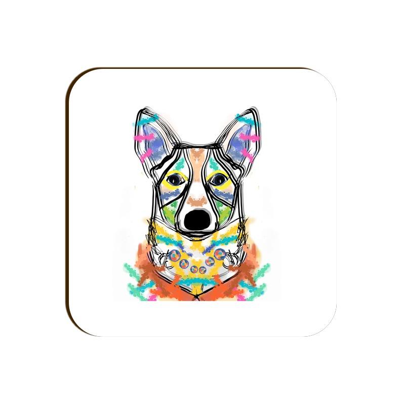 Stepevoli Coasters - Happy Corgi Square Coaster - White