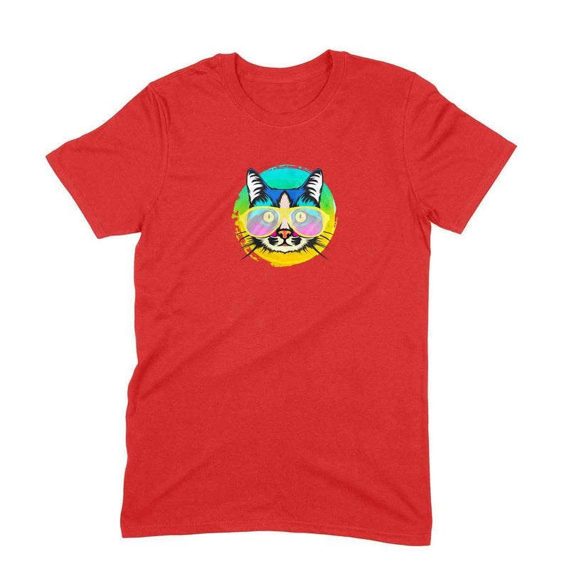 Stepevoli Clothing - Round Neck T-Shirt (Men) - Cat With Glasses (11 Colours)