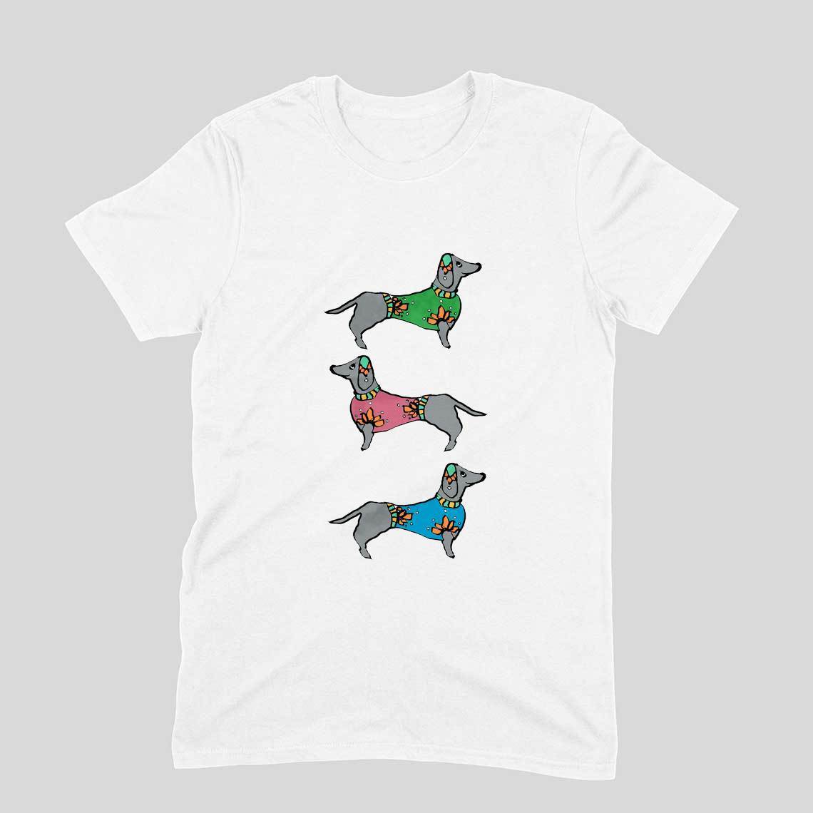 Stepevoli Clothing - Round Neck T-Shirt (Men) - Three Dachshunds (11 Colours)