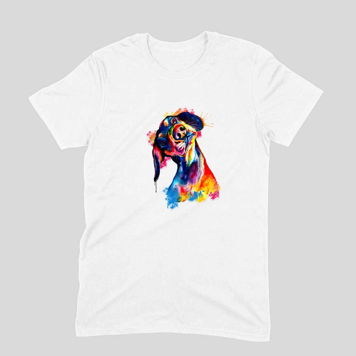 Stepevoli Clothing - Round Neck T-Shirt (Men) - Tilted Head Rainbow Dog (11 Colours)