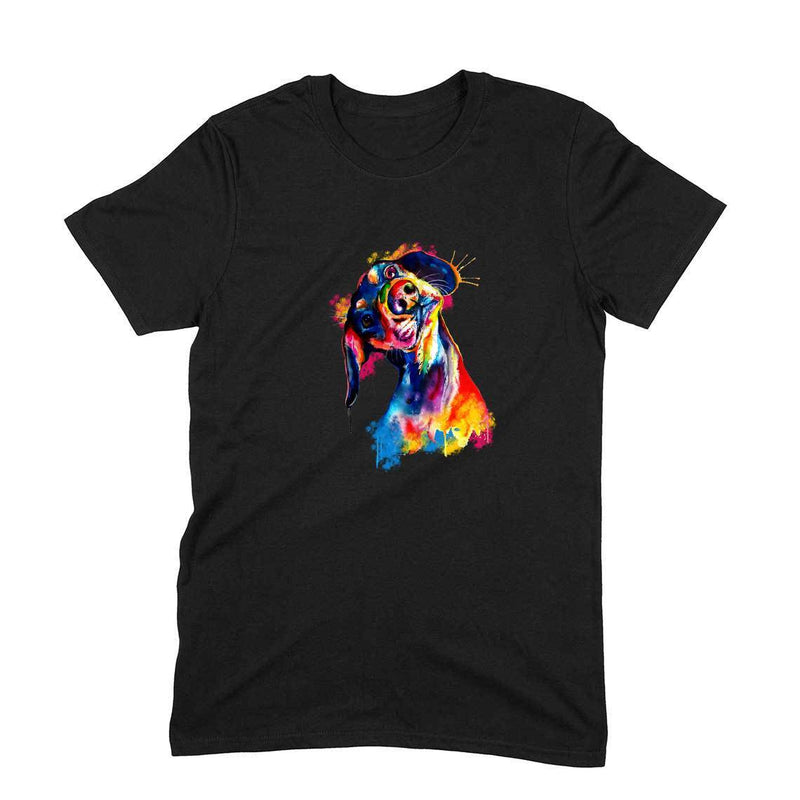 Stepevoli Clothing - Round Neck T-Shirt (Men) - Tilted Head Rainbow Dog (11 Colours)