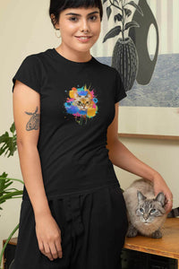 Stepevoli Clothing - Round Neck T-Shirt (Women) - Splishy Splashy Cat (16 Colours)