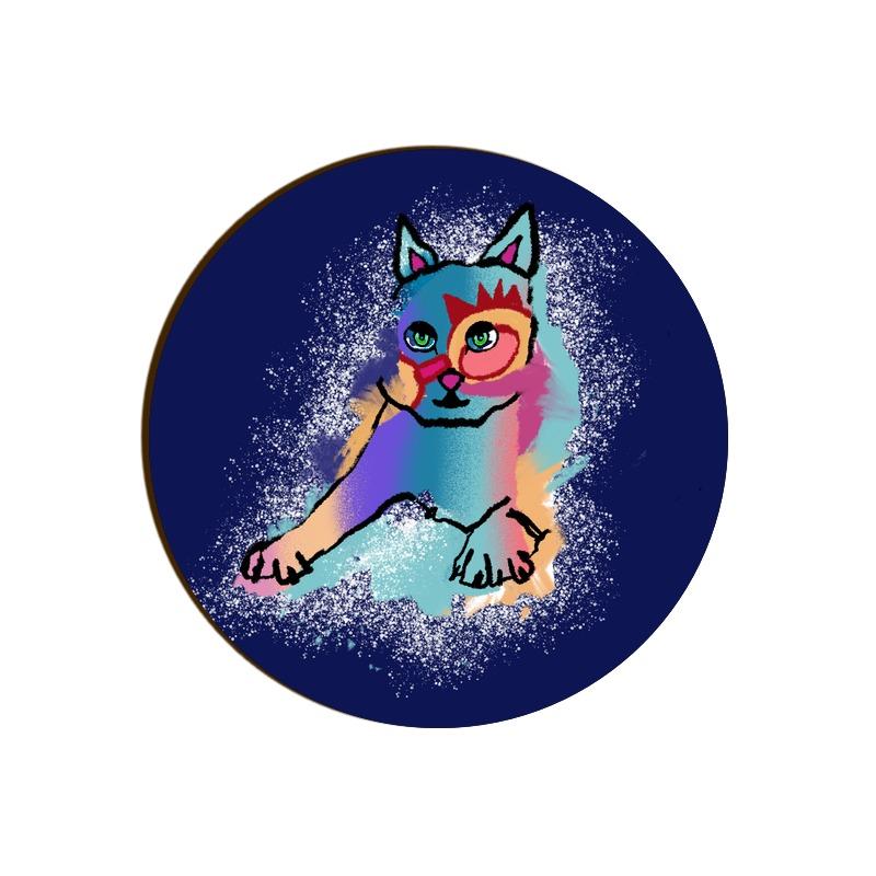 Stepevoli Coasters - Russian Blue Sparkle Cat Round Coaster