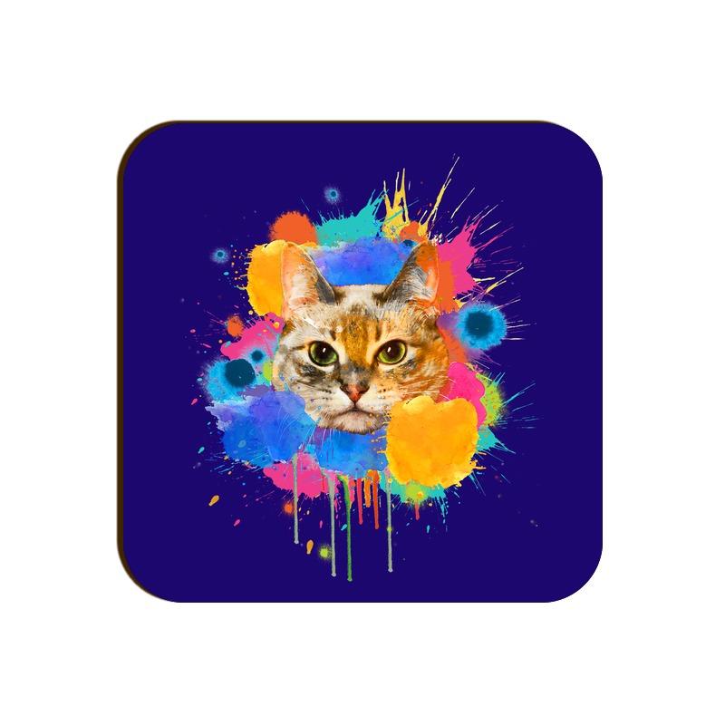 Stepevoli Coasters - Splishy Splashy Cat Square Coaster