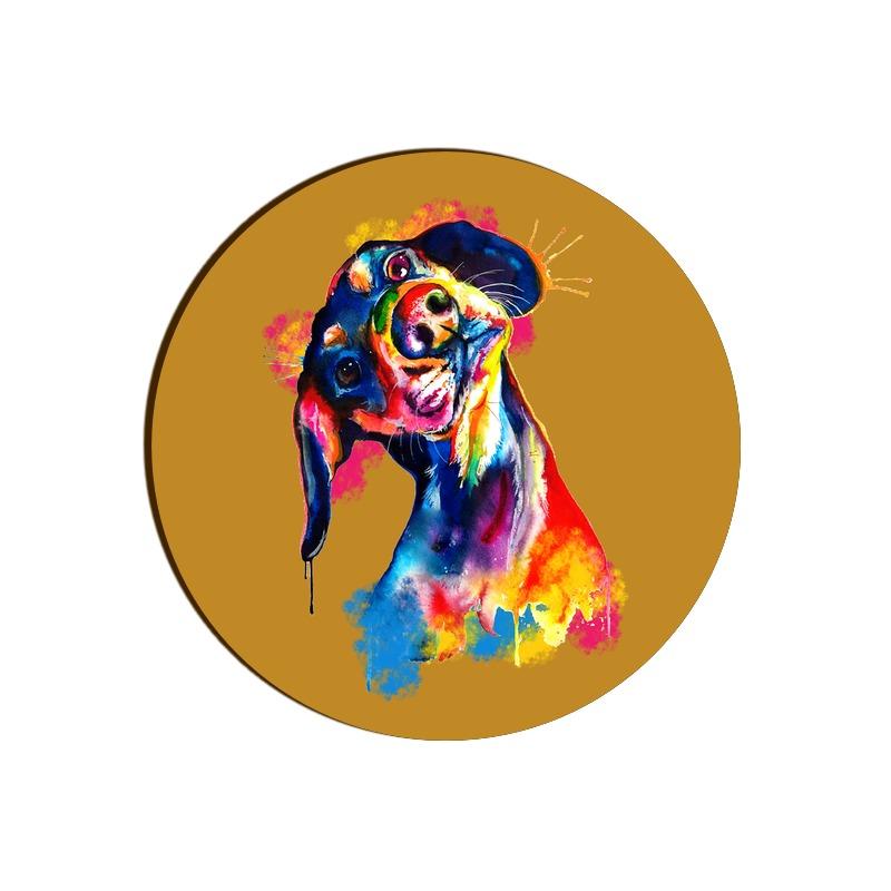 Stepevoli Coasters - Tilted Head Rainbow Dog Round Coaster